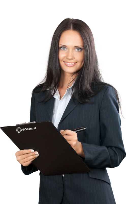 ISO auditor with clipboard